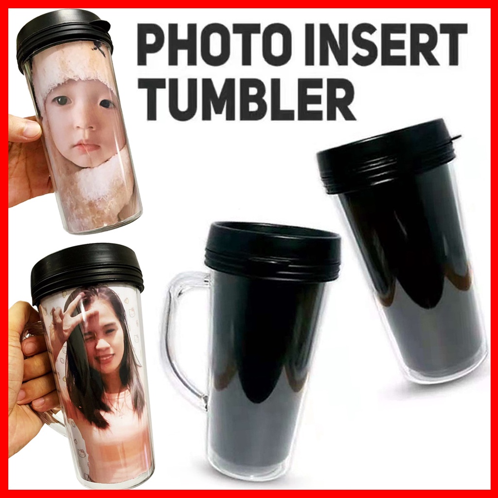 Photo insert tumbler/plastic double layer water bottle tumbler can hold ...