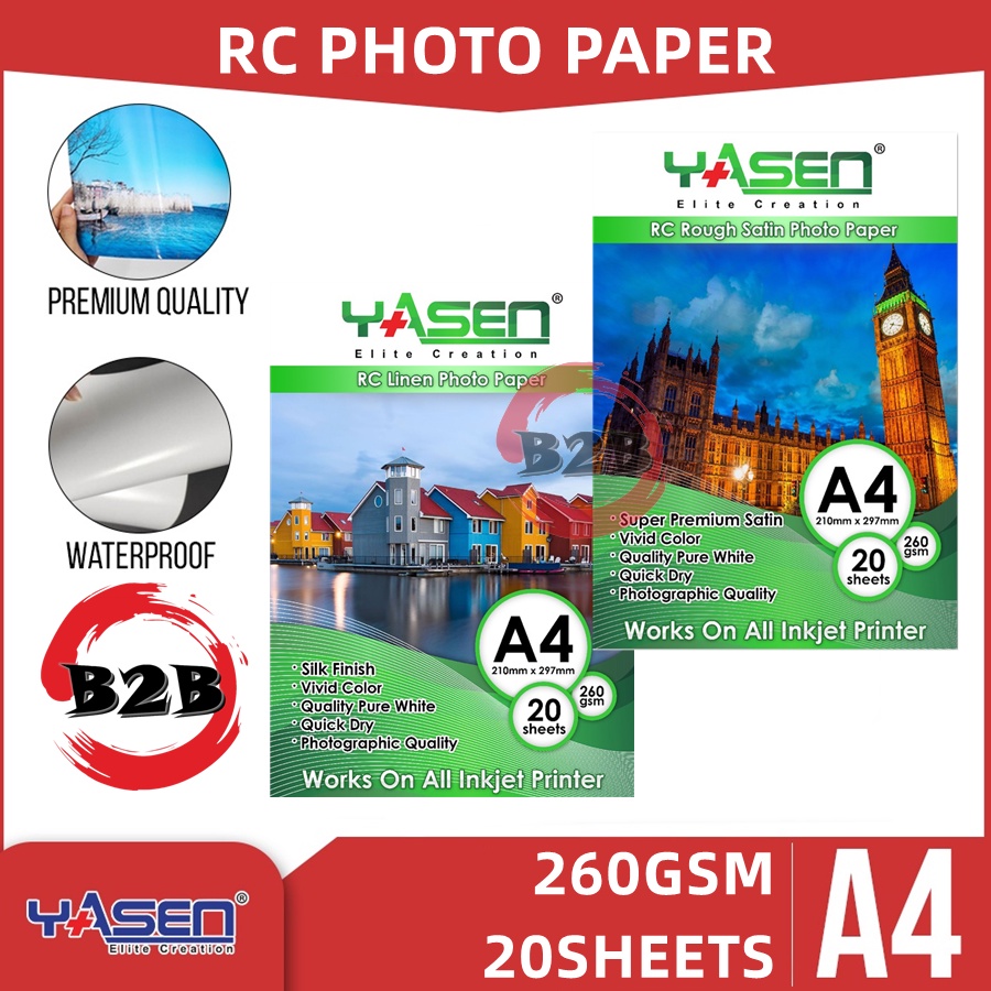 Yasen RC Linen Rough Satin Photopaper 260 GSM A4 | Shopee Philippines