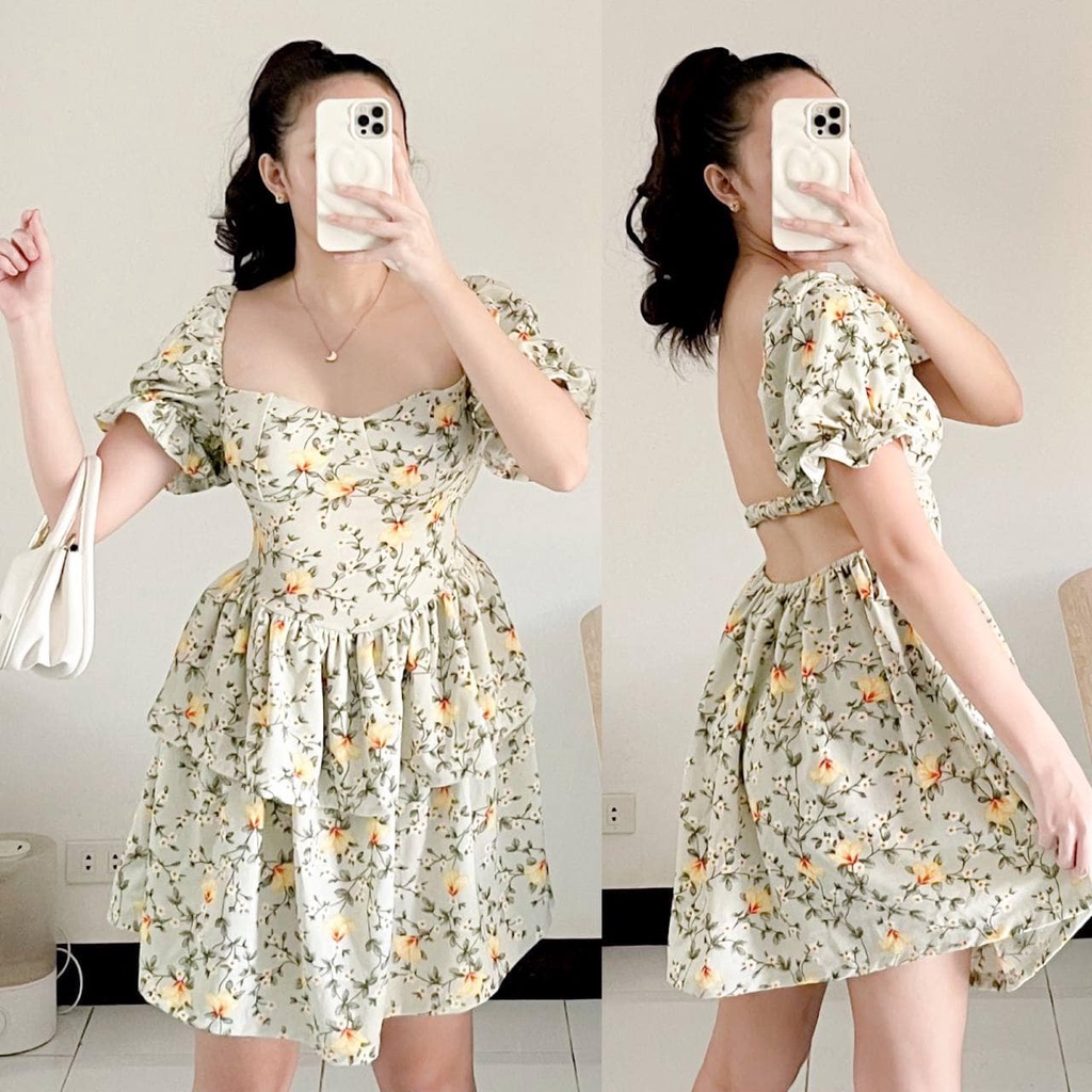 DBS LILY PADDED!!! Backless Dress Stretchable Crepe Fabric FREE SIZE ...