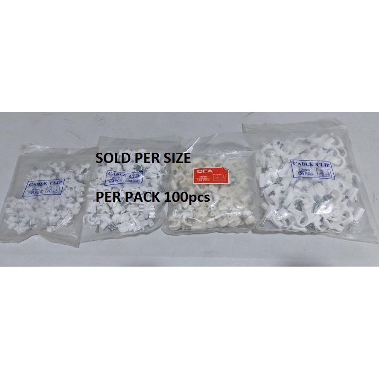 PVC Cable Clip 5mm , 7mm , 9mm Or 12mm (100pcs Per Pack) Shopee