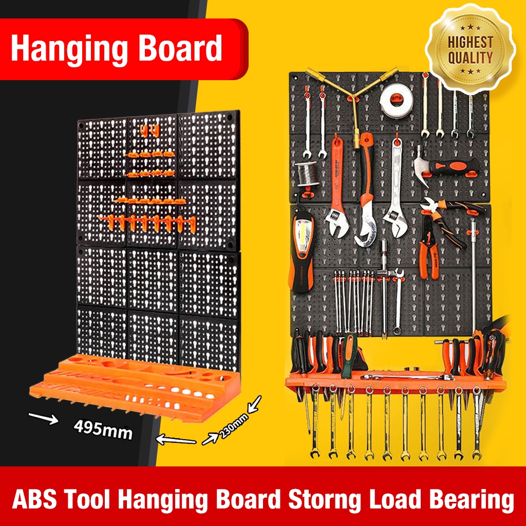 Hanging Board Garage Wall Tool Rack Pegboard + Shelf Tools Organiser