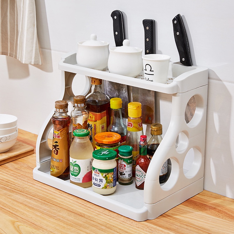 Double Layer Kitchen Rack Organizer Shelf Seasoning 2 layer Floor