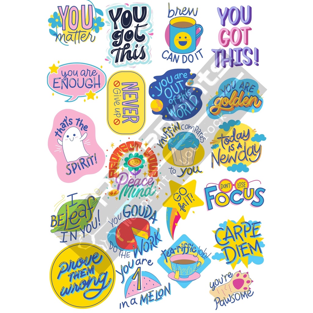 Colored inspirational motivational stickers in glossy print waterproof ...