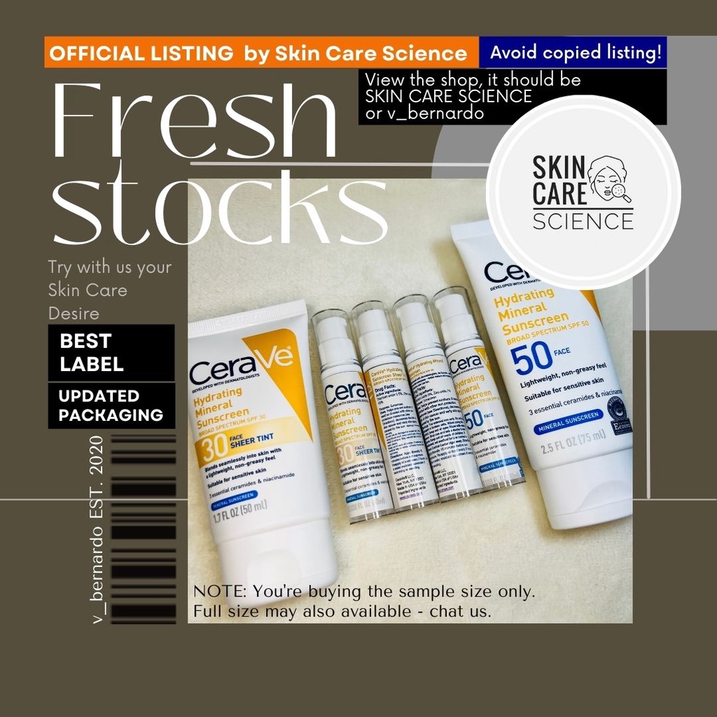 Cerave Hydrating Mineral Sunscreen Spf 50 Face Sheer Tint Spf 30 Shopee Philippines 9668