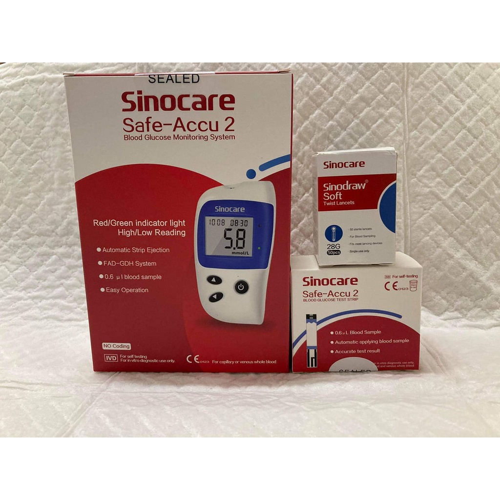 Sinocare SAFEACCU2 Blood Glucose Mester Diabetes Tester Kit Blood