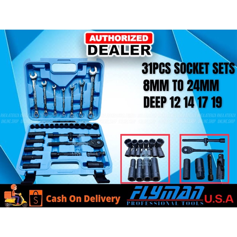 FLYMAN | 31 1/2 DRIVE Pcs Sockets Set // 8MM To 24MM With Combination ...