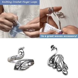 2pcs Knitting Loop Ring Adjustable Knitting Crochet Loop Ring Peacock Open  Finger Ring Yarn Guide Finger Holder Jewelry