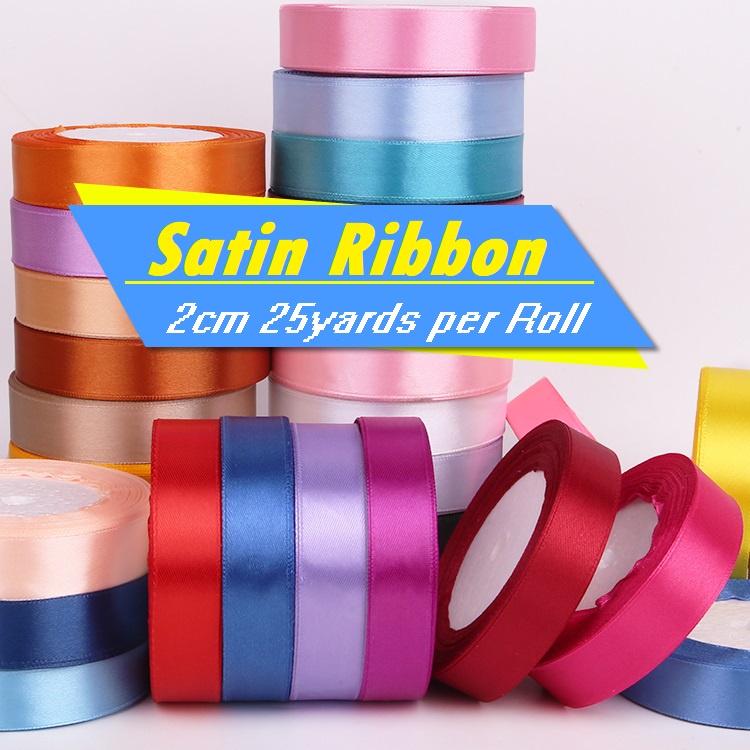 2cm Satin Ribbon 25yards per Roll Double edge Gift Wrapping Wedding ...