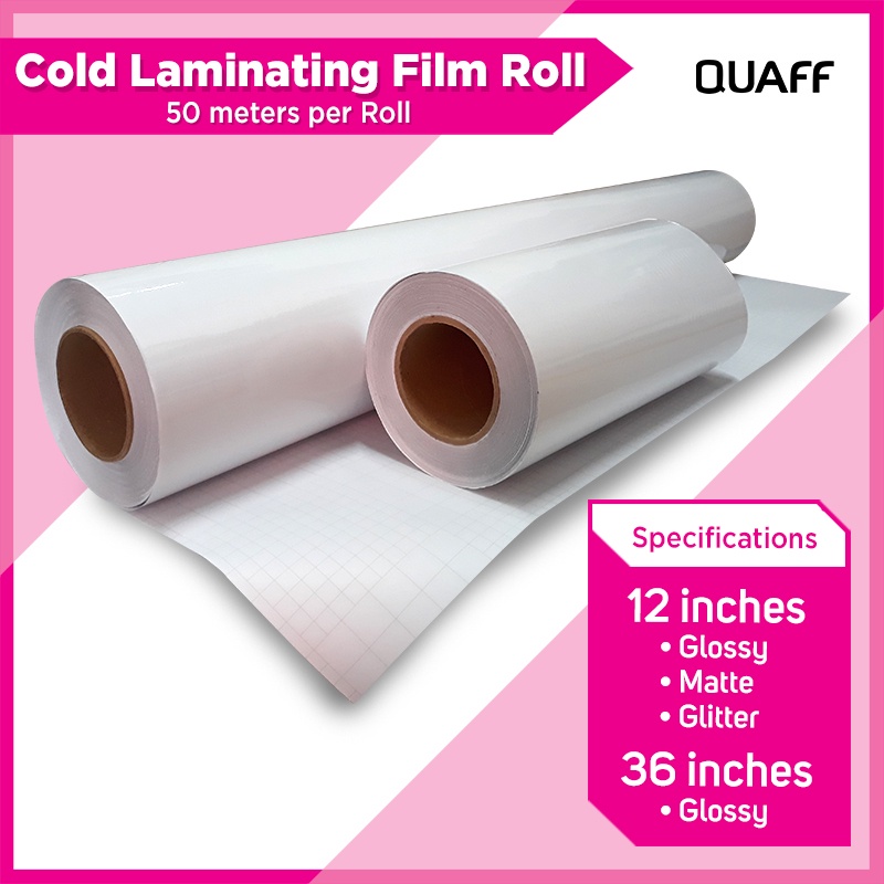 QUAFF Photo Top Cold Laminating Roll Glossy/Matte/Glitter || 12inches ...