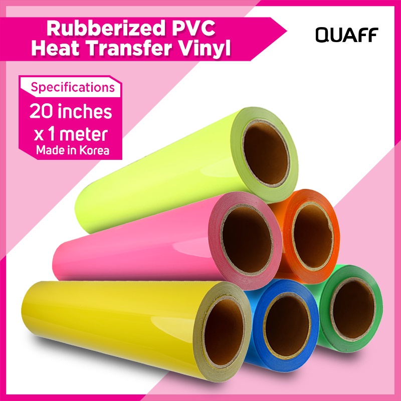 QUAFF Korea Rubberized CDP Neon Colors Heat Transfer Vinyl 20 inches by ...