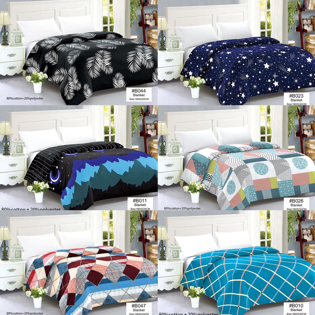 New Polycotton bed blanket Kumot Double size (180cm*220cm) | Shopee ...