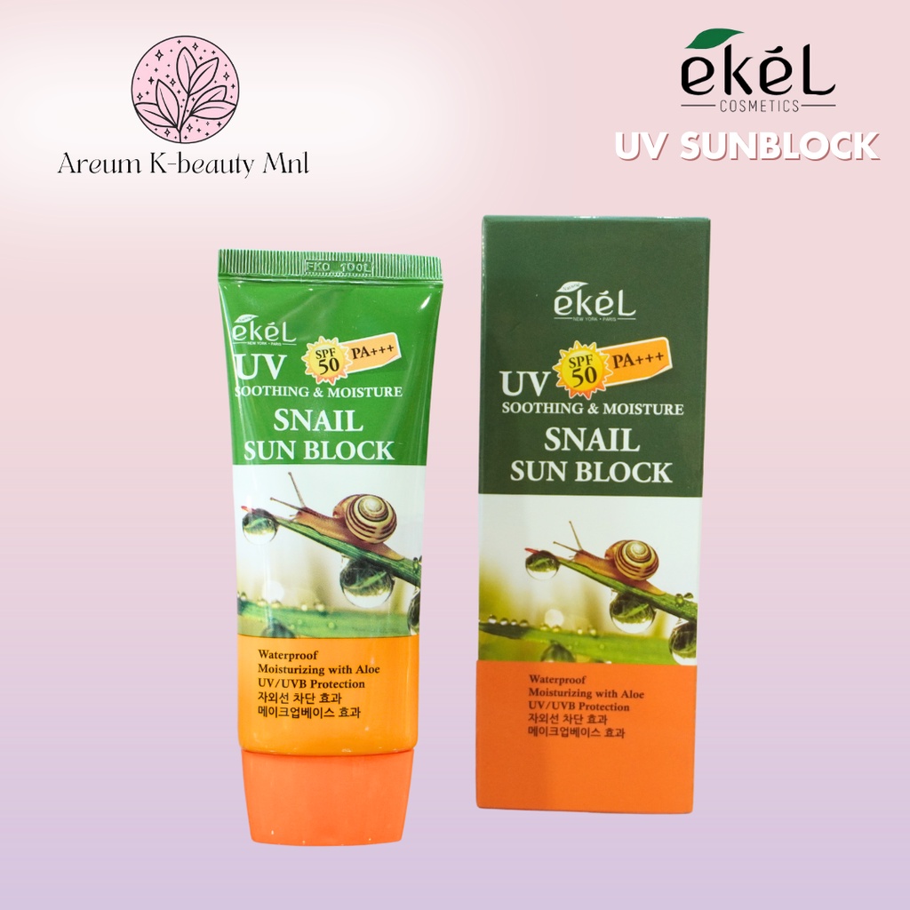 Ekel Snail UV Soothing & Moisture Sun Block SPF 50 PA +++ 70ml | Shopee ...