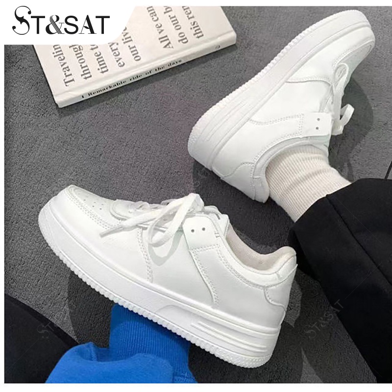 ST&SAT New Korean White Casual Shoes for Women | Shopee Philippines