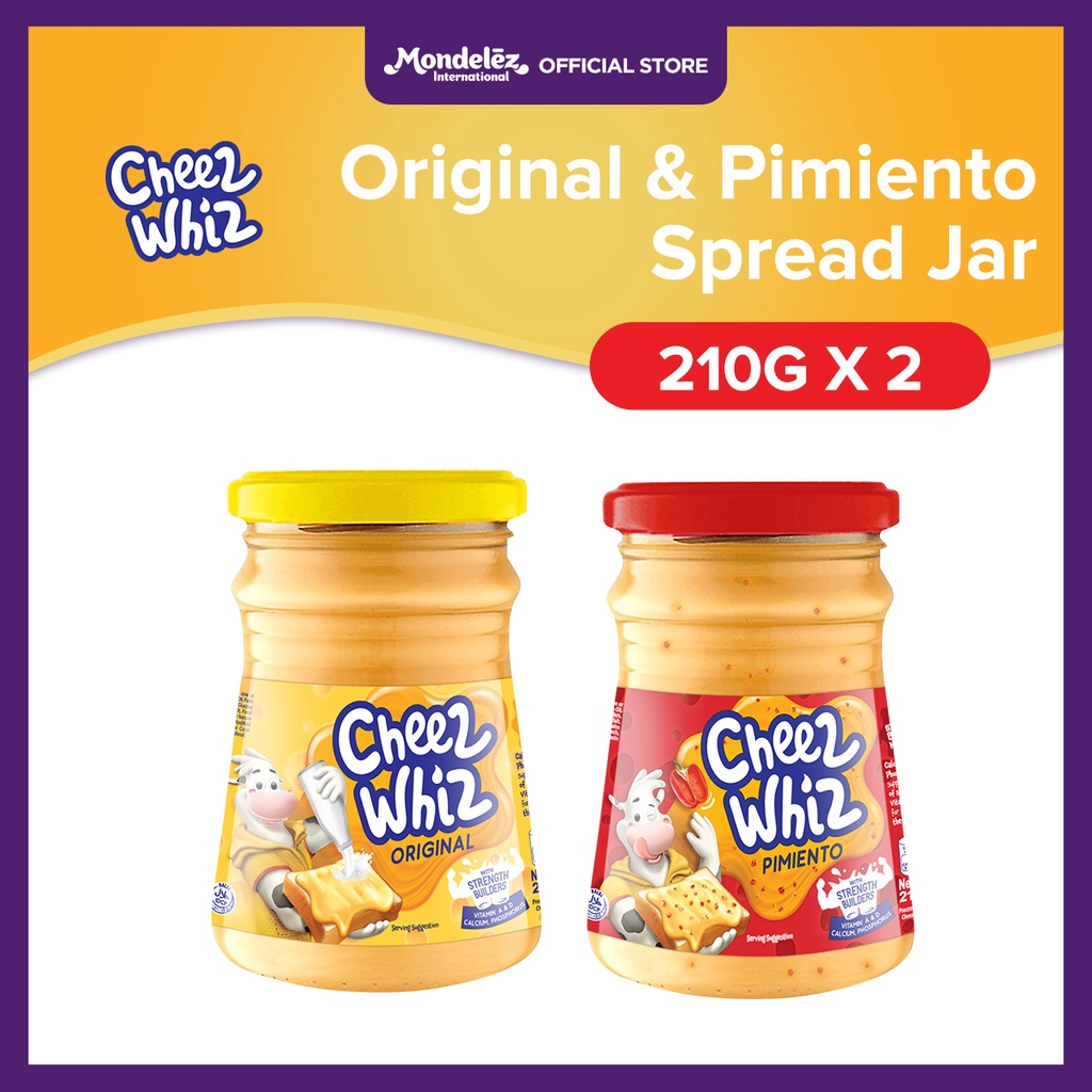 Cheez Whiz Cheese Spread Bundle Original in Jar 210g and Pimiento in