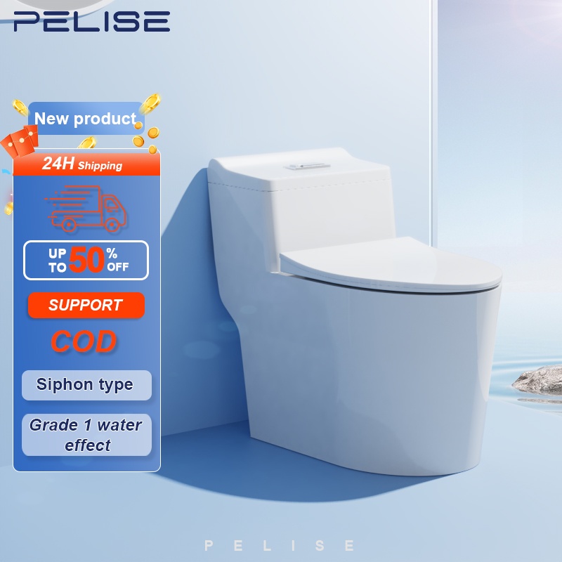 Pelise Ceramic Water Saving Toilet Bowl Set with Seat Cover and Flush