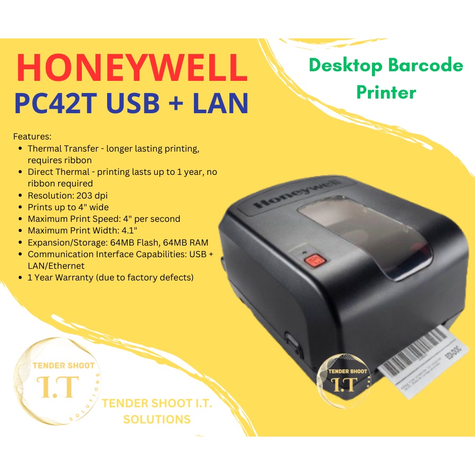 Honeywell Pc42t Desktop Barcode Printer Thermal Transfer 203 Dpi