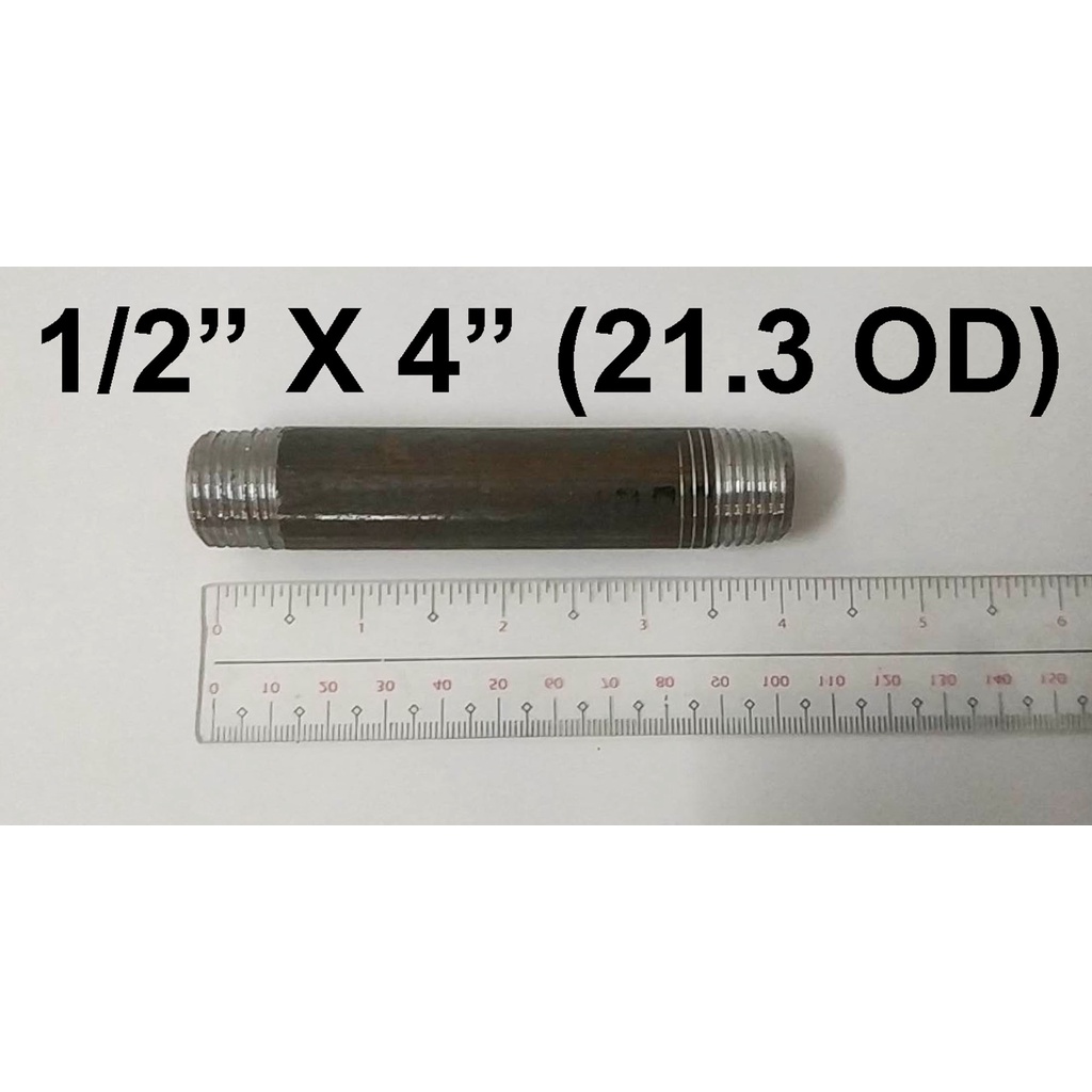 Bi nipple 1 2 x 4 sch40 threaded screw type black iron 21 3 outside