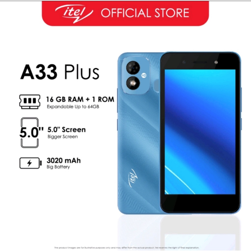 Itel A33 Plus Smart Phone 16gb Rom1gb Ram 5 Hd Screen 3020 Mah