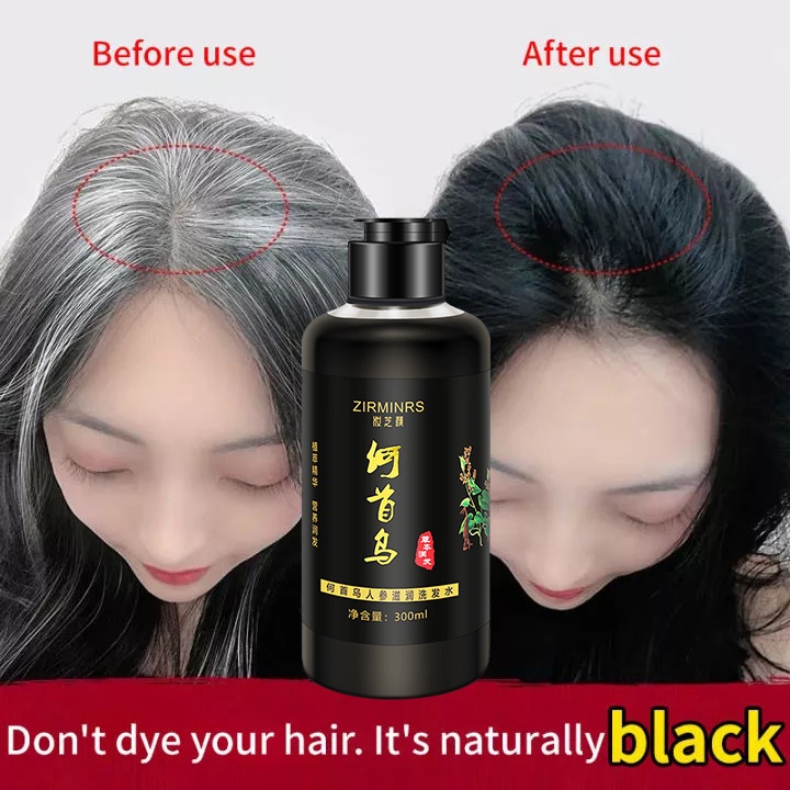 Natural Black Hair Blackening Shampoo Permanent Hair Dye Shampoo