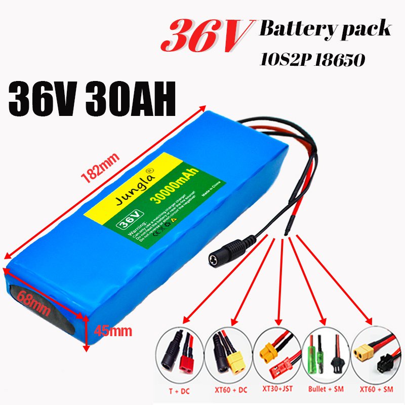 36V Batterie De Vélo Électrique Haute Puissance Batteries 36V 30Ah Batterie Ebike Batterie Rechargeable 10S2P avec Chargeur pour 250W 350W 500W 800W Moteur 36V 30Ah,XT60