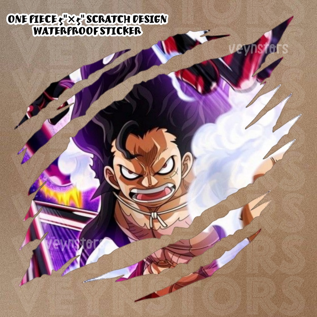 ONE PIECE LUFFY SNAKEMAN SCRATCH DESIGN LAMINATED VINYL STICKER FOR ...