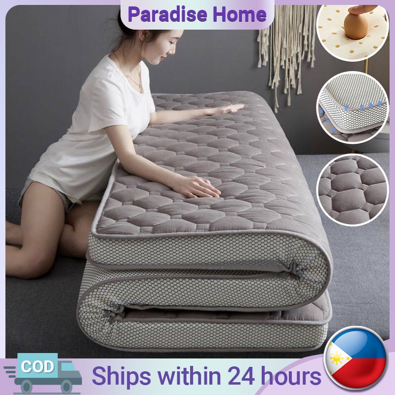 ☃Latex Mattress Thicken 9cm Tatami Topper Mattress Queen/King Foldable ...