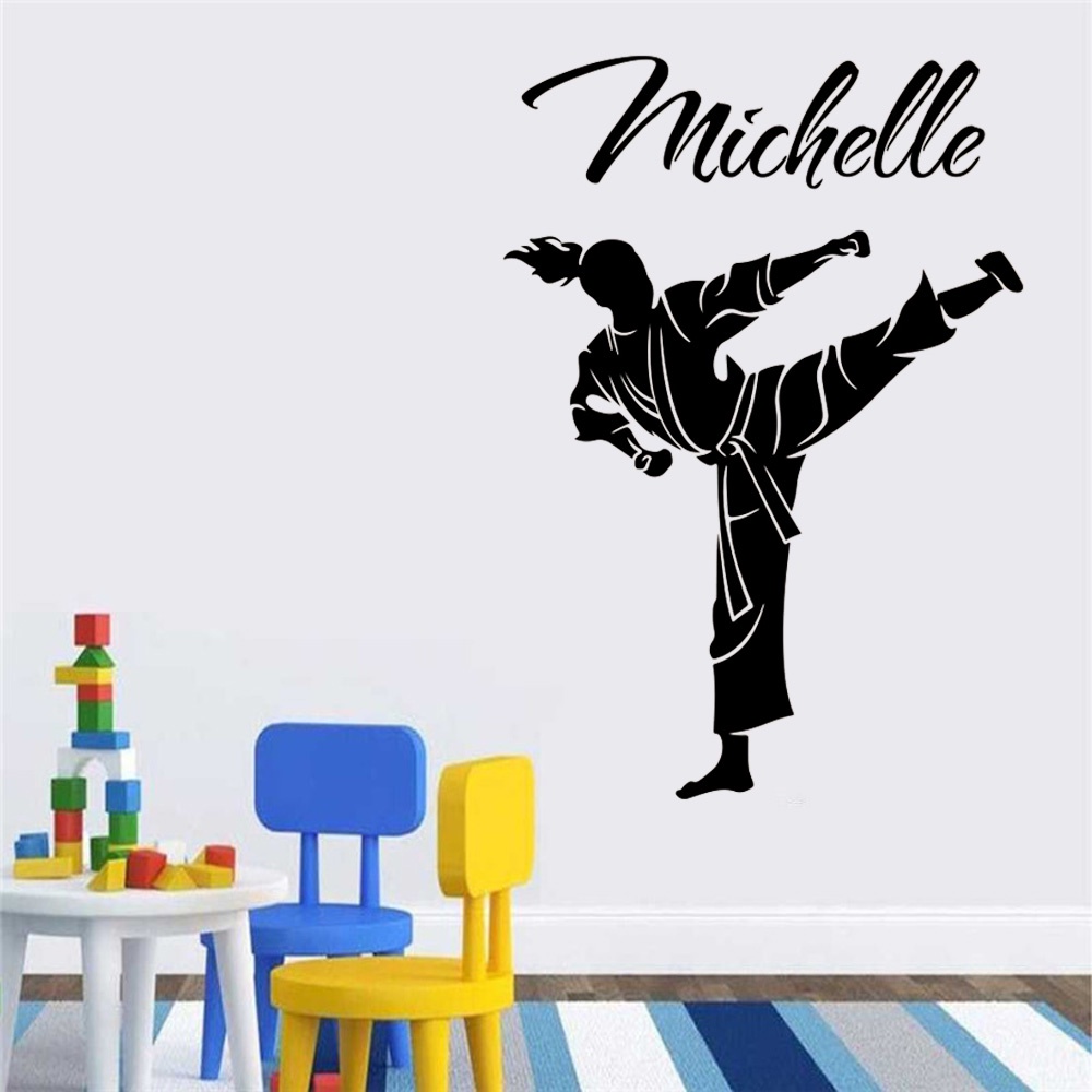 ☑ Custom Name Martial Karate Taekwondo Wall Decal Girl Room Personalize