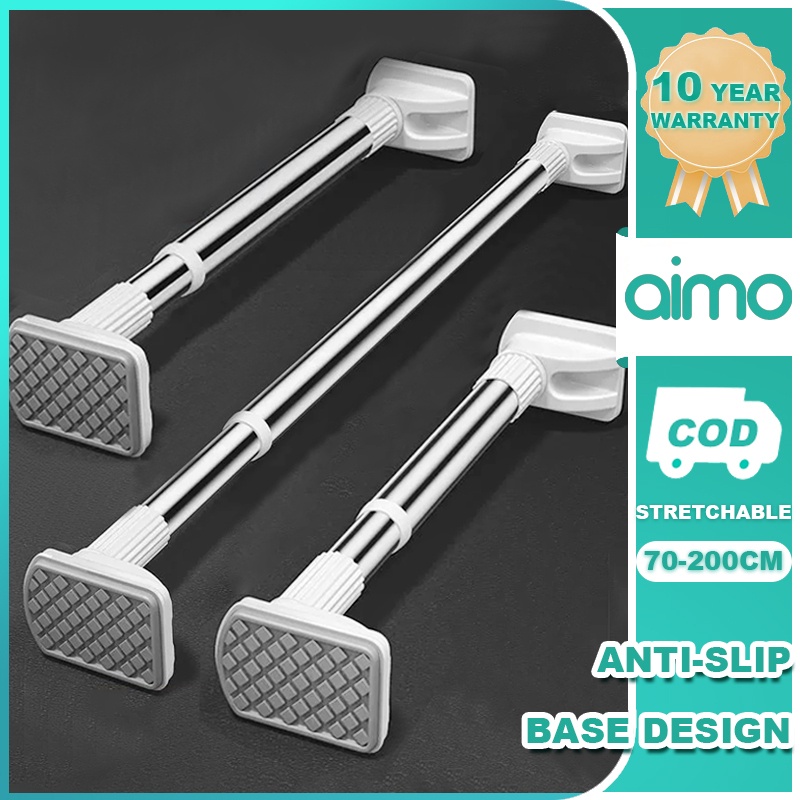 Aimo Extendable No Drilling Pole Adjustable Telescopic clothesline Curtain Rod clothes drying