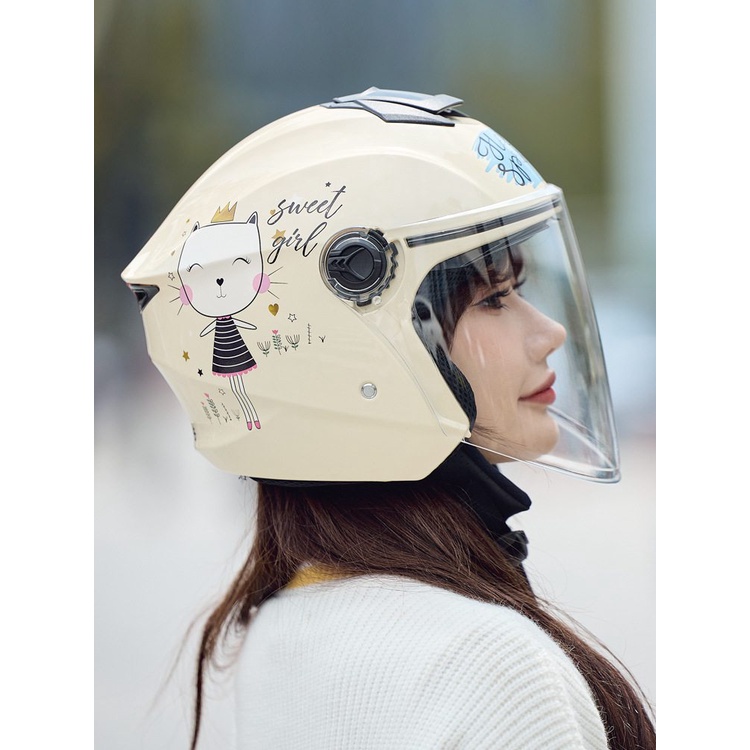 3C certified four seasons electric car helmet female motorcycle winter ...