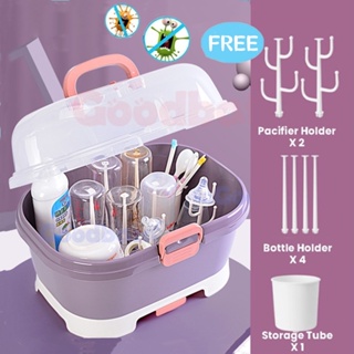 Baby Bottle Drying Rack With Cover Storage Box Large Organizer