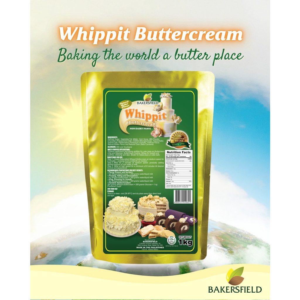 Bakersfield Whippit Buttercream 1kg (EXPIRY DATE APRIL 20, 2023