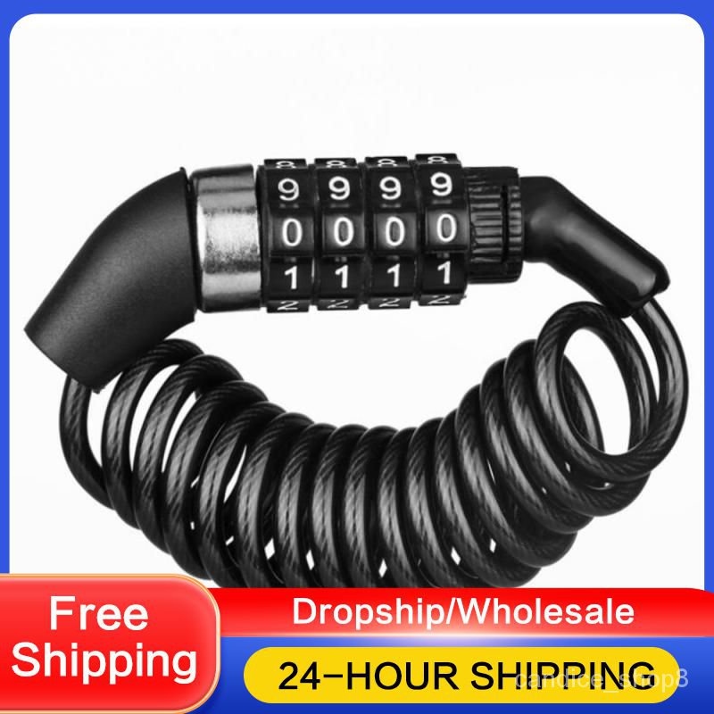 Antitheft Bike Lock 4 Digit Code Combination Spiral Cable Bicycle Security Lock Equipment Mtb