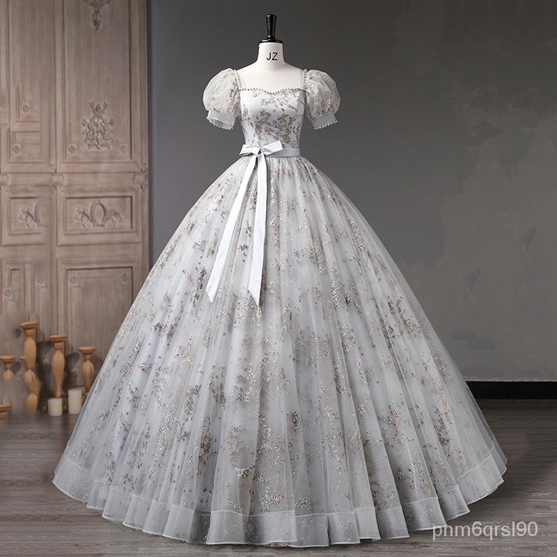 Gray Puff Sleeve Quinceanera Dresses 2023 New Classic Sequin Party ...