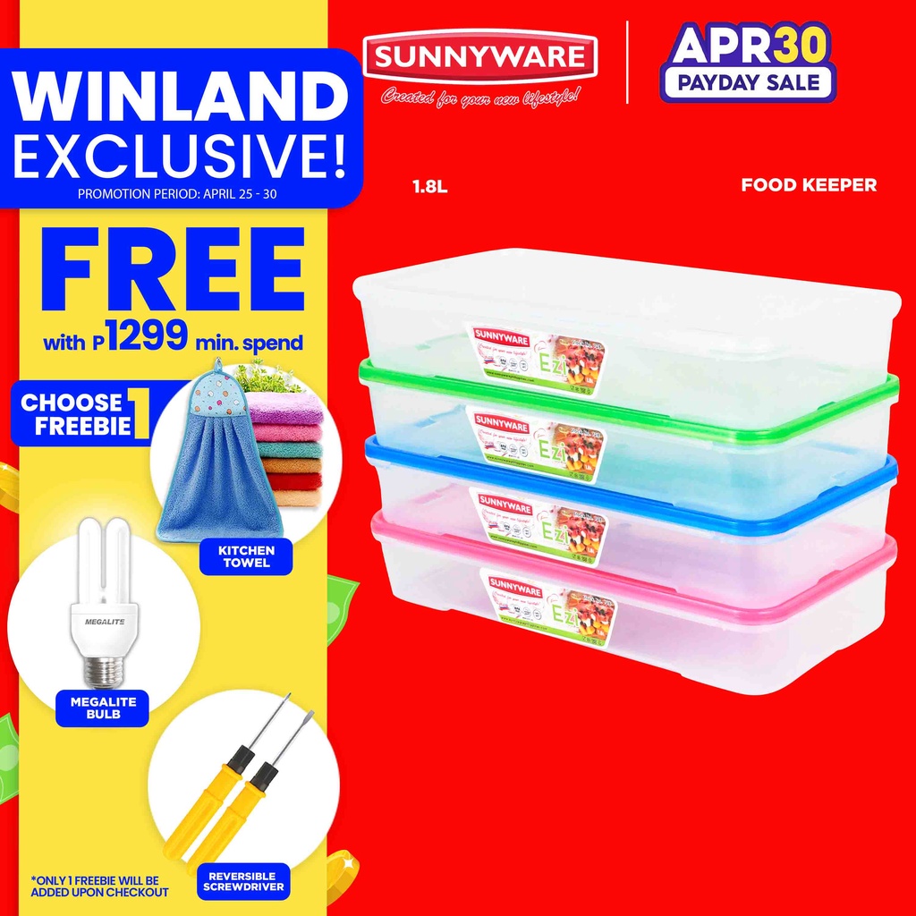 SUNNYWARE by Winland 1.8L | 1800mL EZI Food Saver Keeper Storage ...