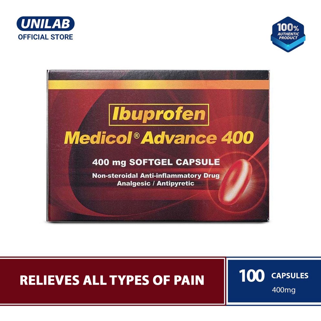 Unilab Medicol Advance 400 mg 100 Ibuprofen Capsules Quick Relief