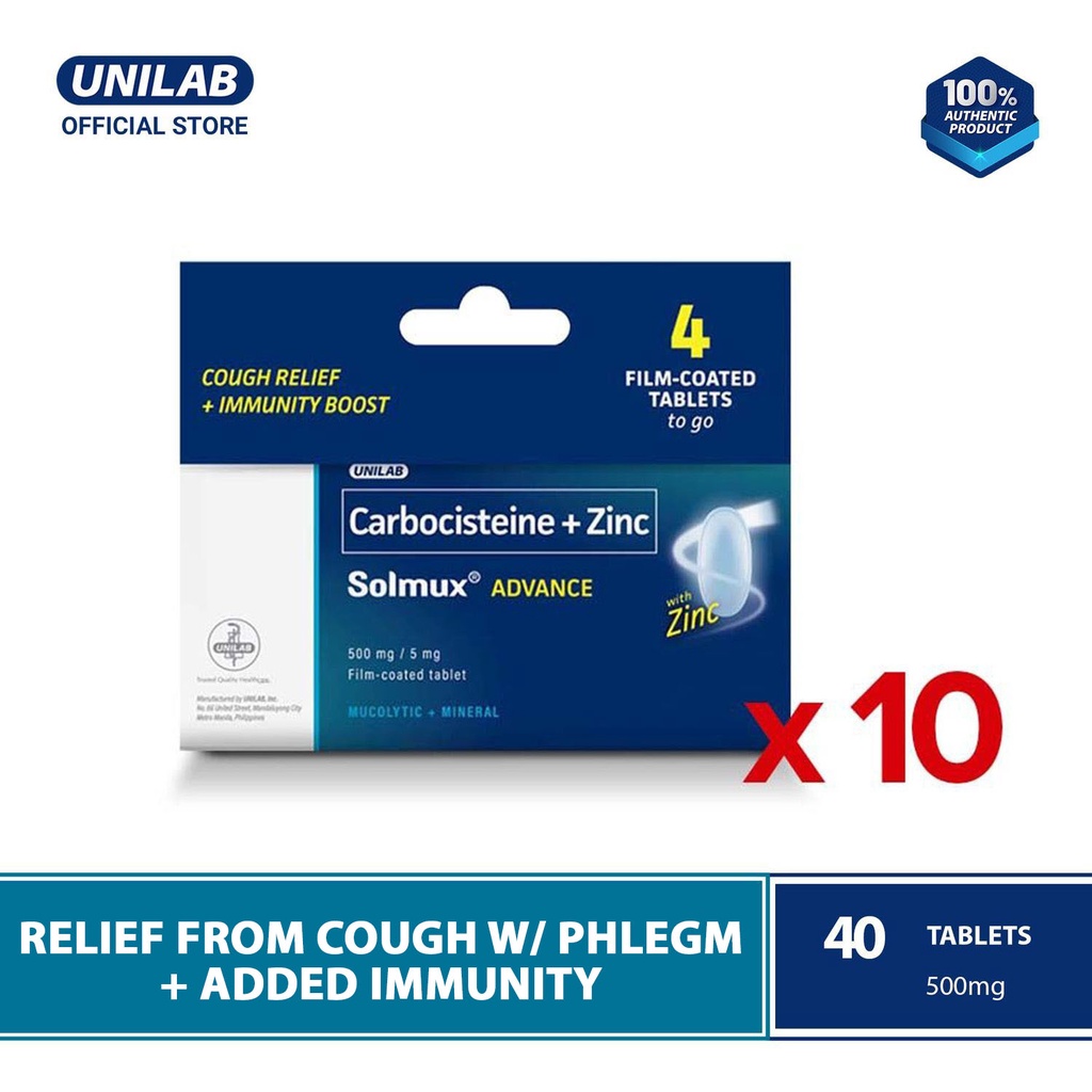 Unilab Solmux Advance 40 Tablets - Cough With Phlegm Medicine ...