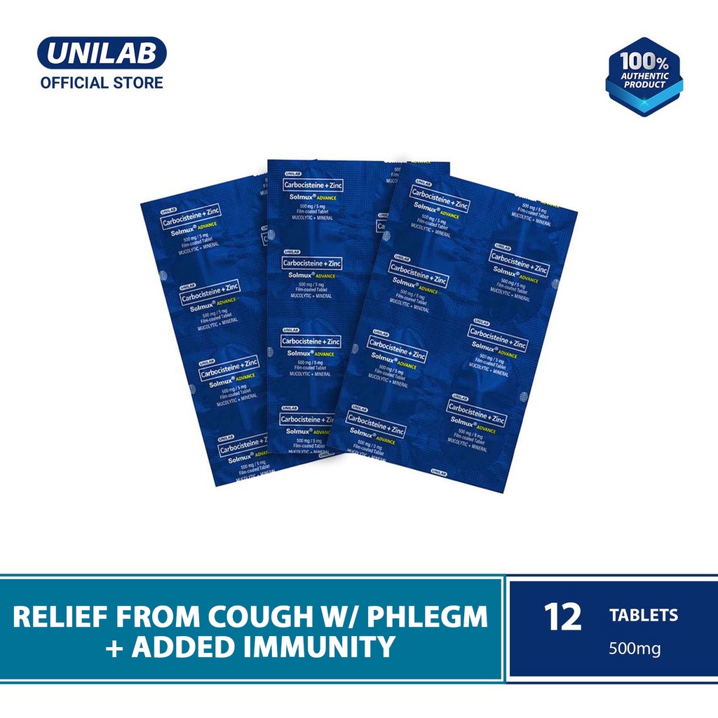 Unilab Solmux Advance12 Tablets - Cough With Phlegm Medicine ...