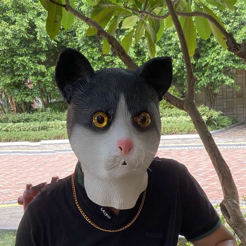 Cat Mask Funny Horse Dog Donkey Animal Latex Full Face Festival Props ...