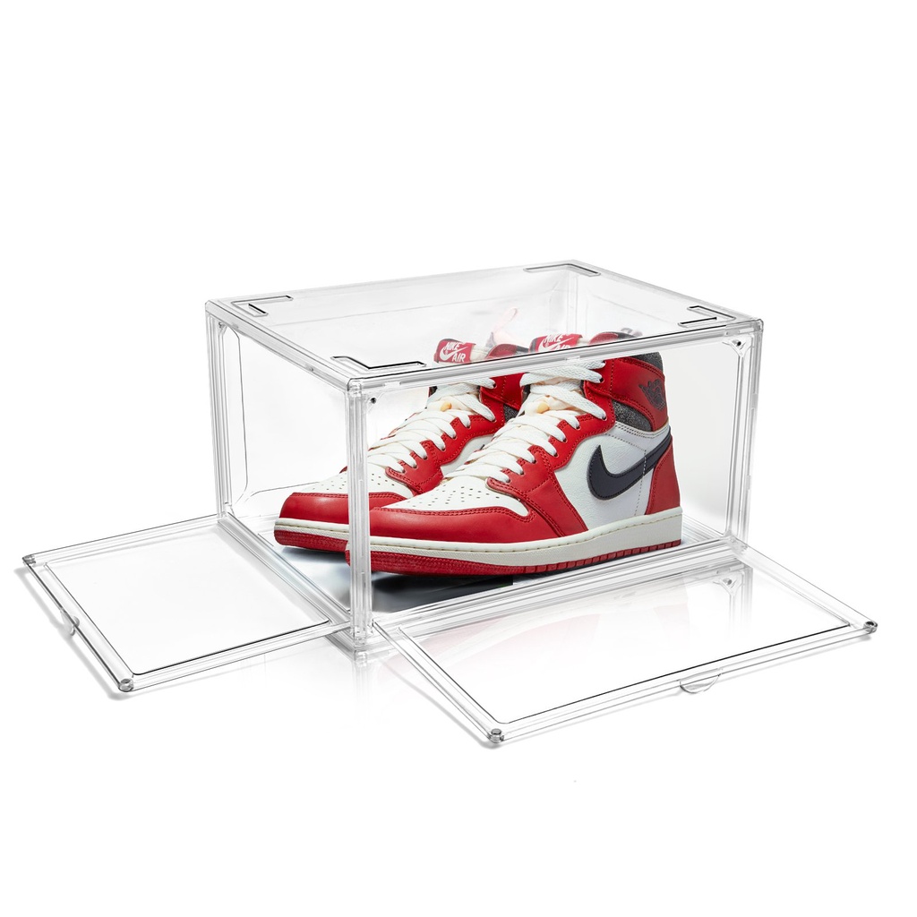 Transparent Acrylic Magnetic Drop Side Open Door Shoe Storage Container ...