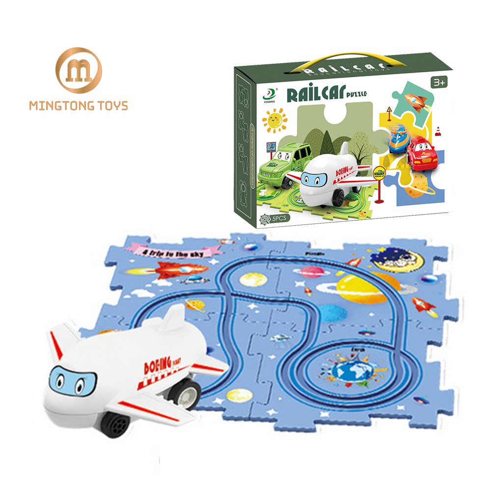 Cheap Novelty Jigsaw Set Gift 5PCS DIY Assembly Plastic Airplane Road