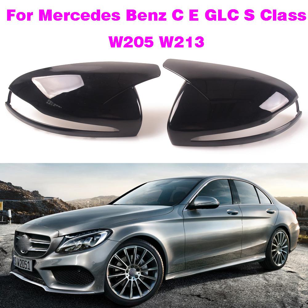 LHD Bright Black Rearview Mirror Cover For Mercedes Benz C E GLC S Class W205 W213 W222