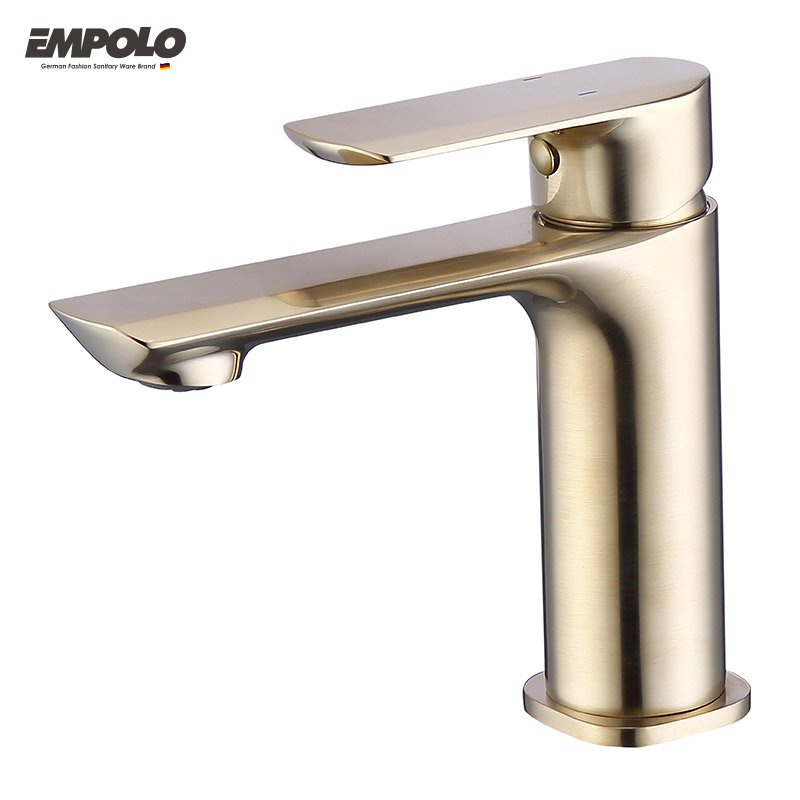 Empolo taps for bathroom sink commercial faucet brass brush gold health ...