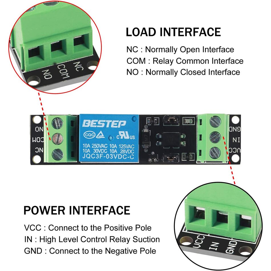 3V 1 Channel Relay Power Switch Module with Optocoupler Opto Isolation