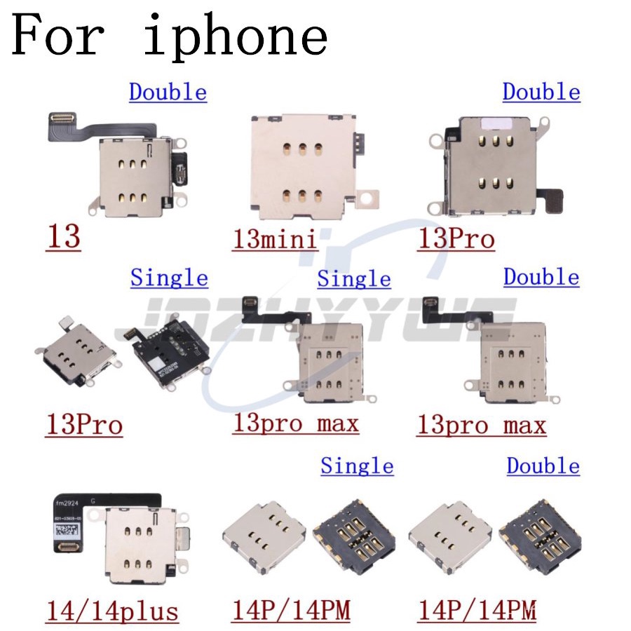 For iPhone 13 Mini 14 Plus Pro Max Single Double SiM Card Slot Tray