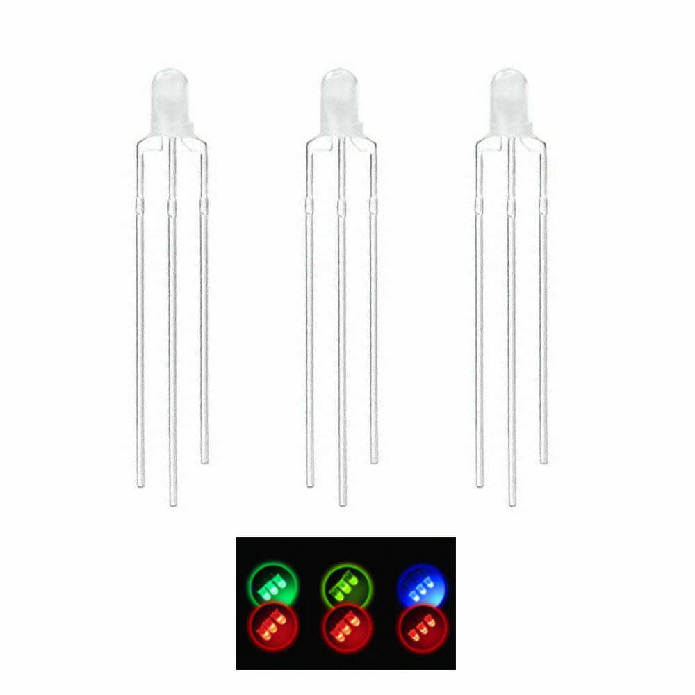 100pcs 3mm Led Diode Redgreenblueemerald Green Lights Bi Color Common Cathodeanode Diffused 2445