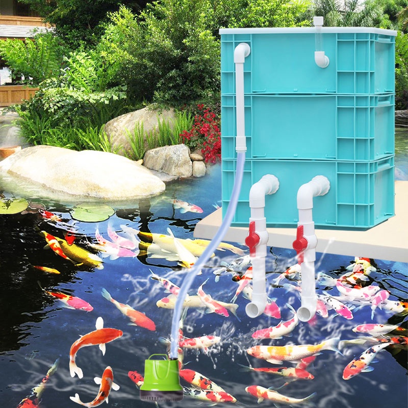 Goldfish tank filter box yard koi pond turnover box with drip box on it water circulation system