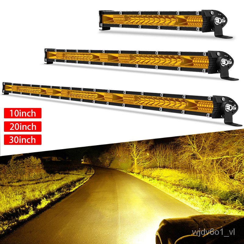 10'' 20'' 30'' LED Bar Work Light Yellow Light Bar Spot Flood Beam fog