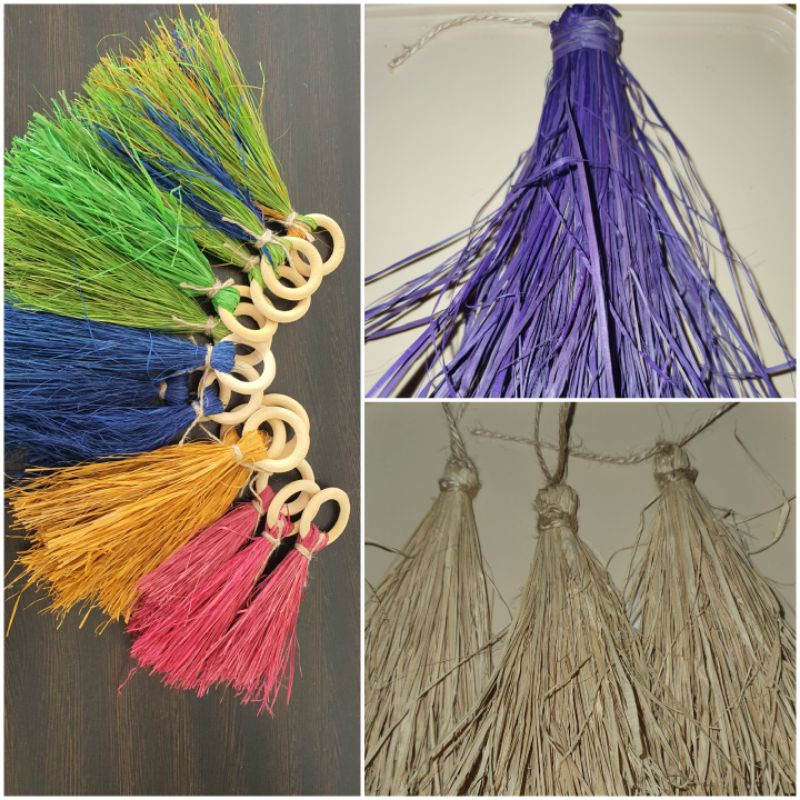 Raffia Feather And Tassel Natural And Random Color 