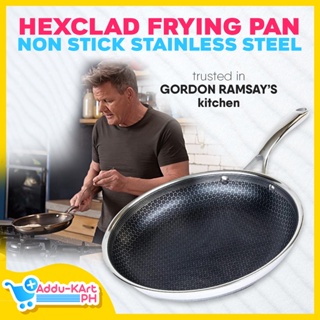HEXCLAD hexclad 8 inch hybrid stainless steel cookware, frying pan with  cook lid, non-stick, stay cool handle, dishwasher and oven sa