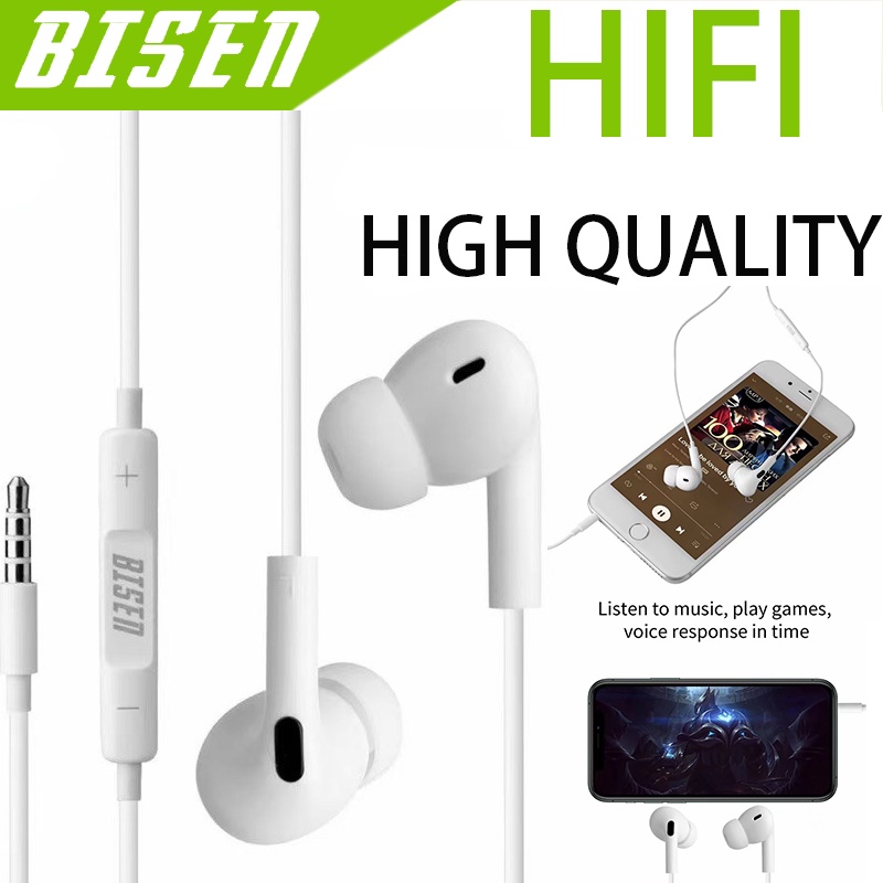 BISEN BS-558 In-Ear With Microphone 3.5mm Universal Wired Earphone ...